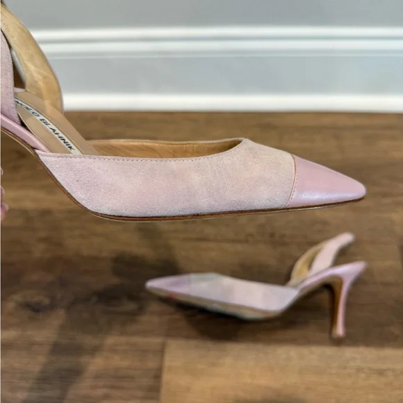 Manolo Blahnik Pink Slingback Heels - Picture 9 of 13
